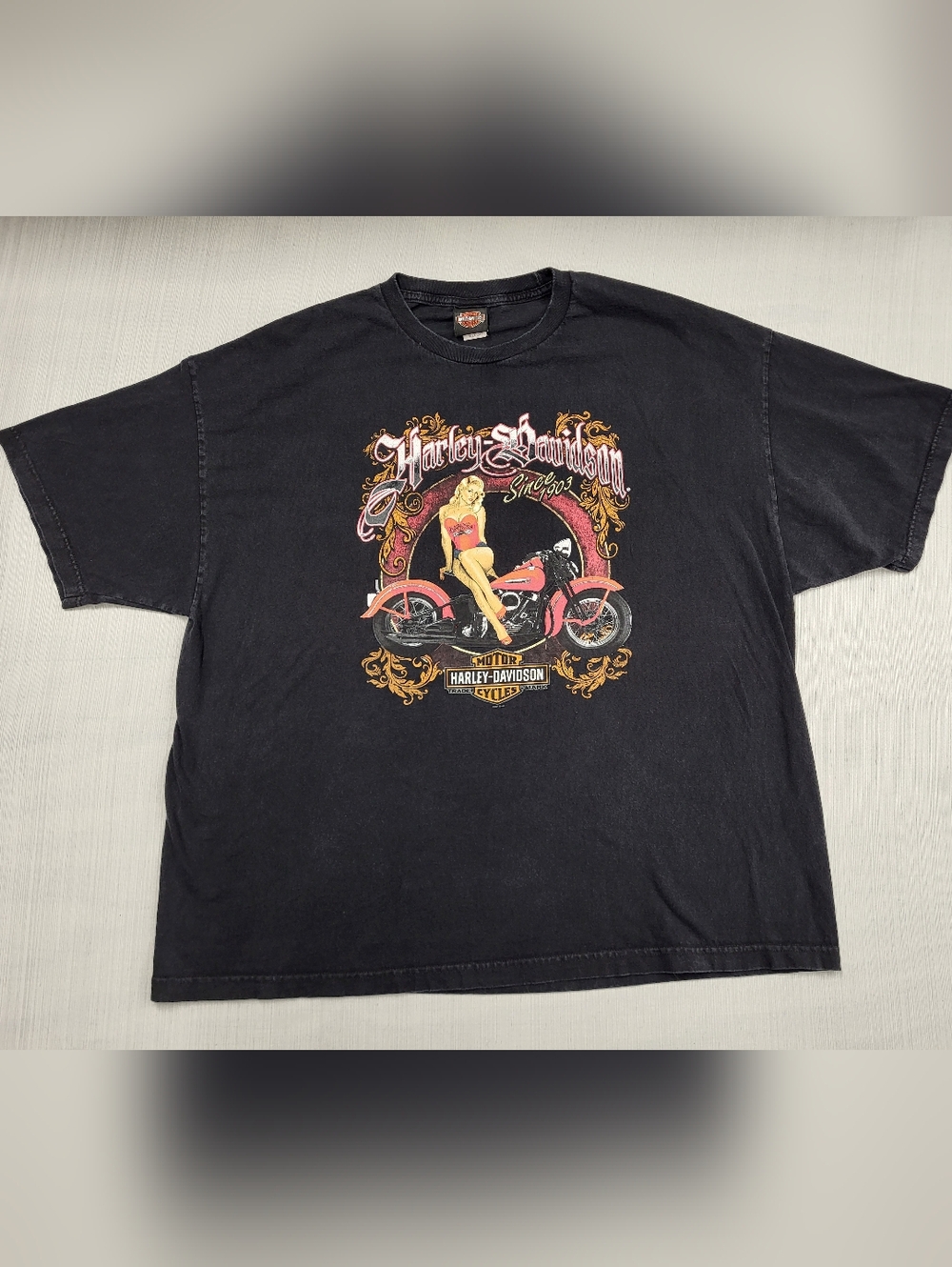 Harley-Davidson Pin-Up Girl Mancuso Houston Texas Black Graphic T-Shirt 3XL 2017